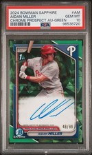 2024 BOWMAN SAPPHIRE EDITION CHROME #AM AIDAN MILLER AUTO - Green 49/99 - PSA 10