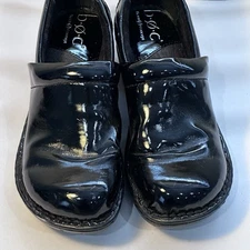 BOC Born Concept Shoes Womens Clogs Black Patent Leather Slip On Size US 6.5