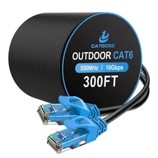 300FT Outdoor Cat6 Ethernet Cable, Heavy Duty Direct Burial, In-Ground- 300 Feet