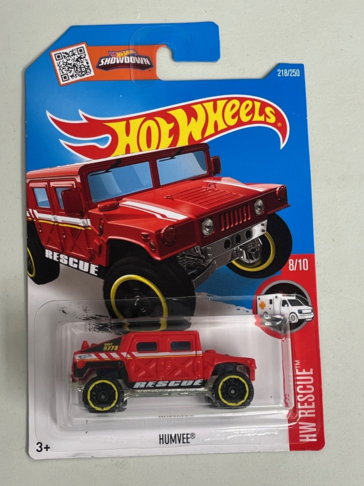 2016 Hot Wheels #218 HW Rescue 8/10 HUMVEE Red Variation   A113