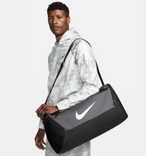 Nike Brasilia Unisex OS Gray Black Training Duffel Bag Medium 25x12x12"