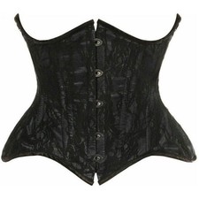 Daisy Corsets Top Drawer Black Black Lace Double Steel Boned Curvy Waist Cincher