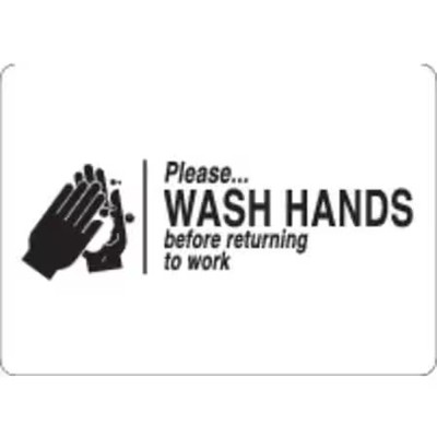 No Header, Please - Wash Hands Before Returning To Work, 14 In W X 10 In H,