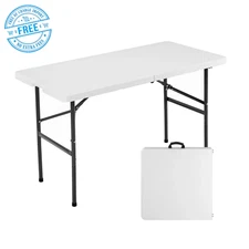 Plastic Folding Table Heavy Duty Portable Desk with Carrying Handle, 4FT 48"x23"