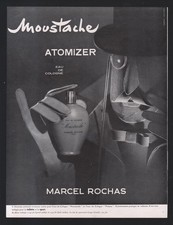 publicité 1956 parfum Rochas Moustache homme carton monocle dos montre PATEK 