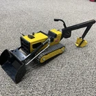 Vintage Tonka Bulldozer Backhoe Loader – Pressed Steel – Complete – Yellow