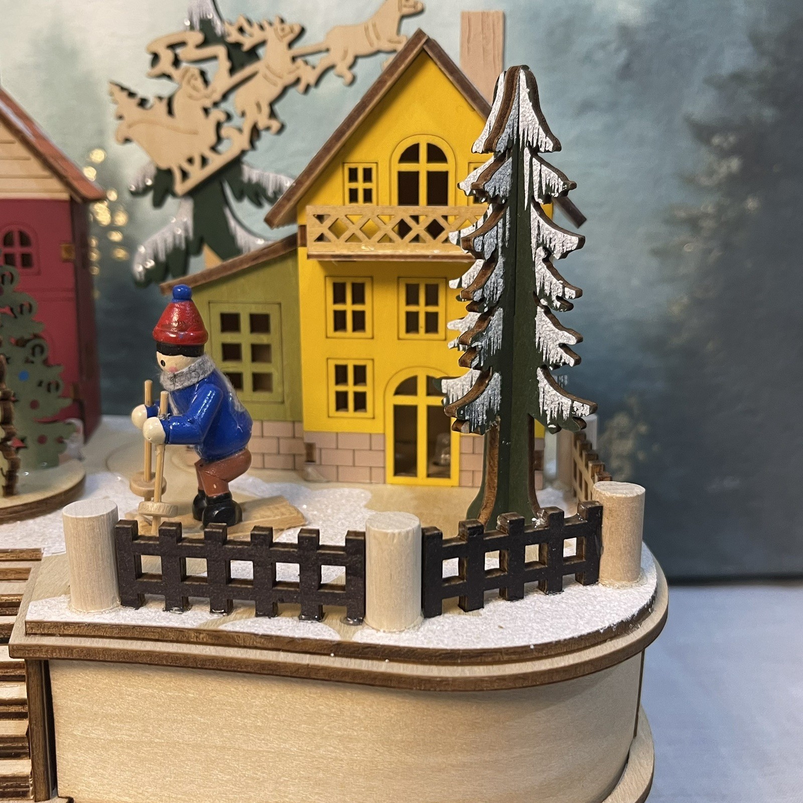 Kurt S. Adler 7" Battery Operated Musical LED Motion Village House SMALL REPAIR