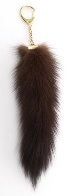 Pelz Anhänger Zobel Karabiner Fell Schlüssel Tasche Barguzin Sable Design Gold