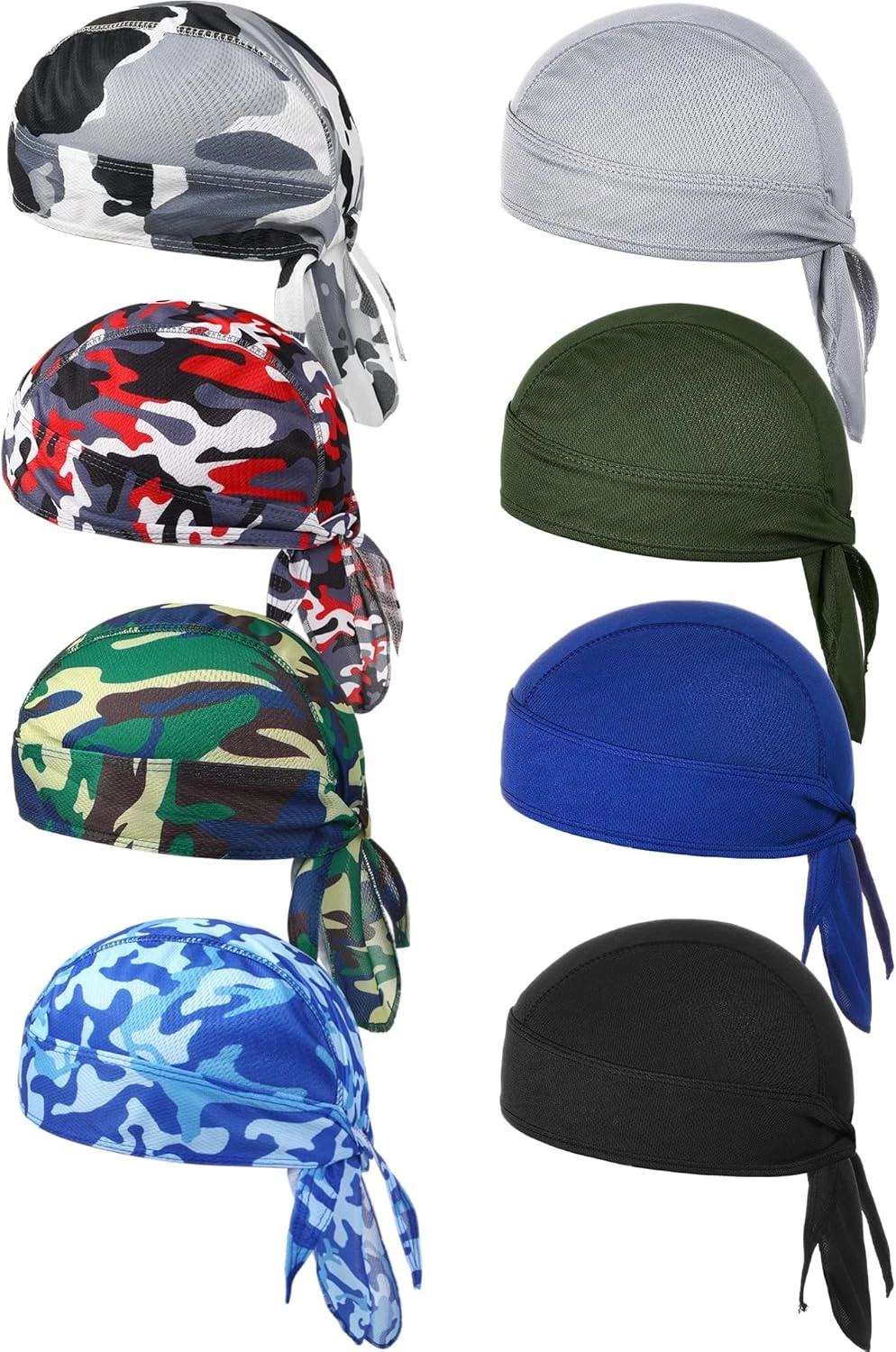 Foaincore 8 Pack Men's Do Rags - Cooling Sweat-Wicking Skull Caps