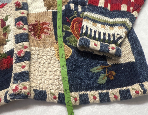 VTG Heirloom Collectibles L Cardigan Sweater Fall Pumpkins Apples Pears Fruit - Picture 8 of 20