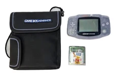 TESTED Nintendo Game Boy Advance Glacier Clear Purple Carry Case & Pooh AGB-001