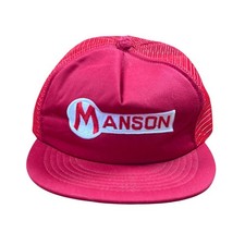 Vtg Manson trucker SnapBack Hat construction red embroidered USA made