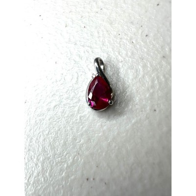 Zierlicher Birnen Rubin Anhänger Halskette - 925 Silber rote Träne Geburtsstein Schmuck