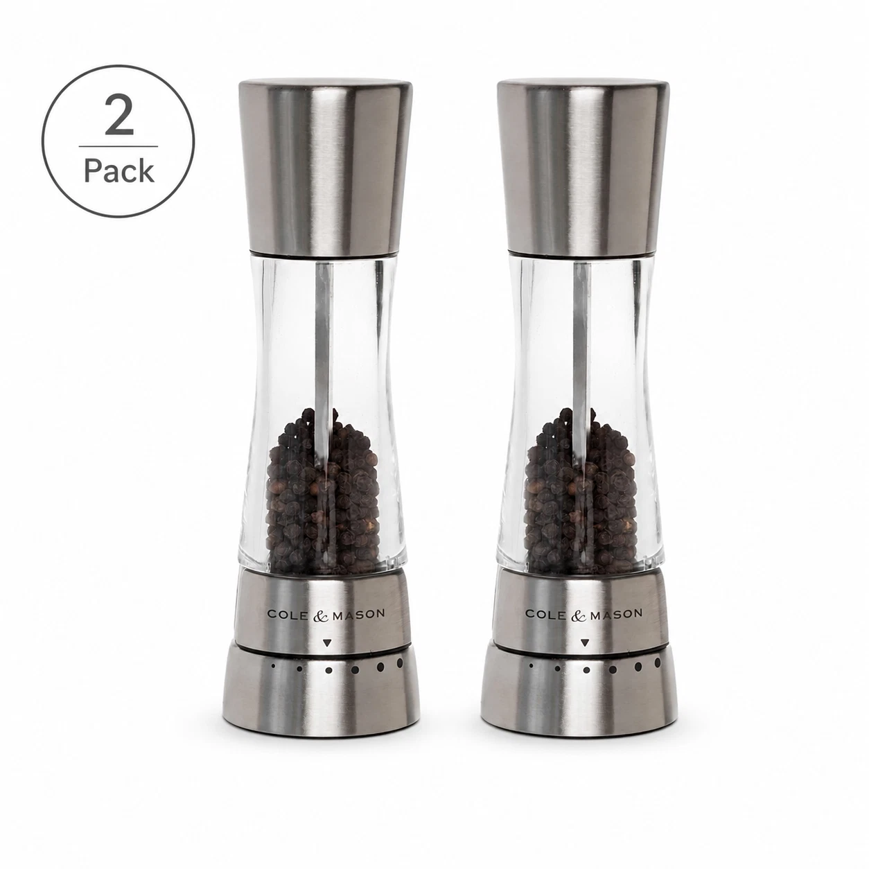 Set of 2 Cole & Mason Derwent Pepper Mill 7.5 Stainless Steel Grinder Adjustable
Opens in a new wind