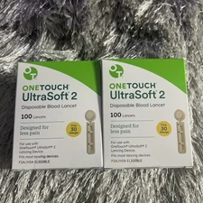 **One Touch UltraSoft 2 Lancets 30 Guage Diabetic Blood Glucose Exp 2029+