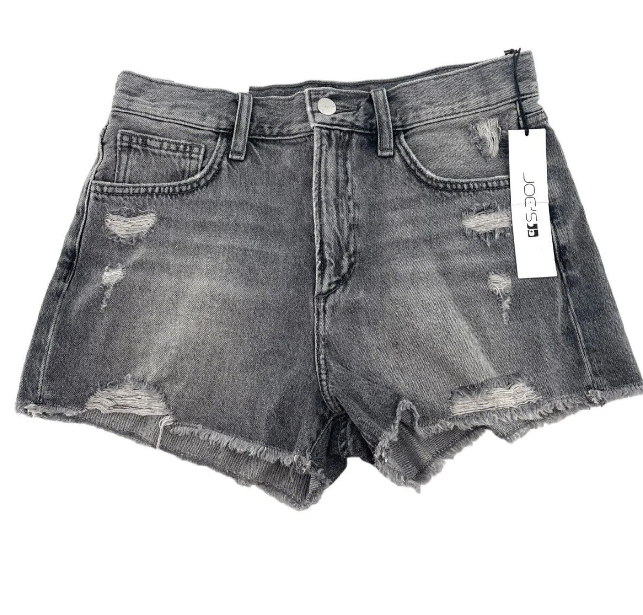 Joes Jeans Shorts Womens 27 Black High Rise Vintage Distressed Denim Frayed Hem