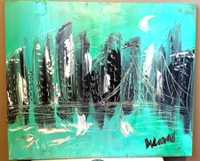 NEW YORK  ART  WALL Abstract Modern Original Oil Painting  CANVAS JFVE