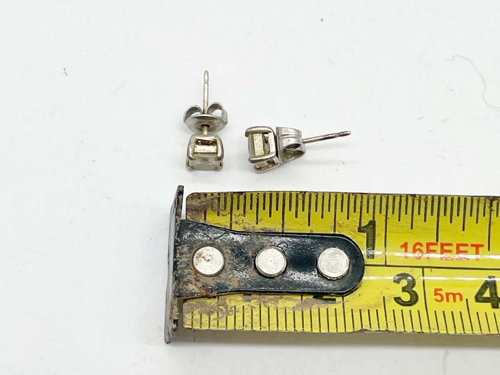 VINTAGE SOLID STERLING SILVER SMALL SQUARE SOLITA… - image 5