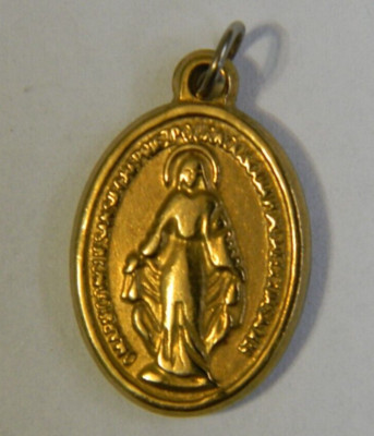 Religious Miraculous Virgin Mary gold tone oval medal charm pendant | eBay