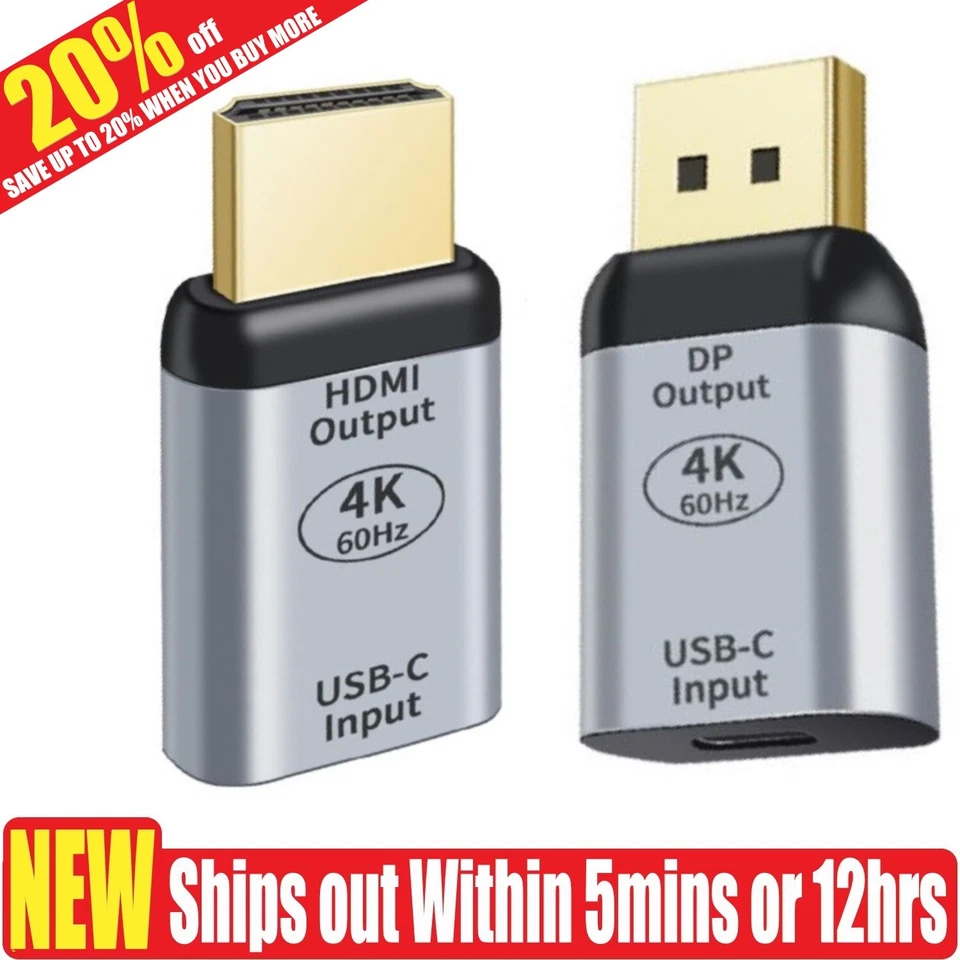 UHD USB Type C Female to Hdmi/DP Video Converter 4K@60Hz Projection HDTV Adapter - Image 2 of 4