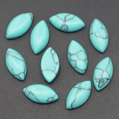 50pcs Artificial Turquoise Stone Horse Eye CAB CABOCHON 6x12mm Jewelry No Holes