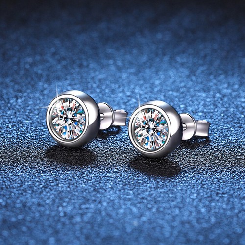1-2CT Moissanite Bubble Stud Earrings Women 925 Sterling Silver Pass Tester Gift - Picture 2 of 9
