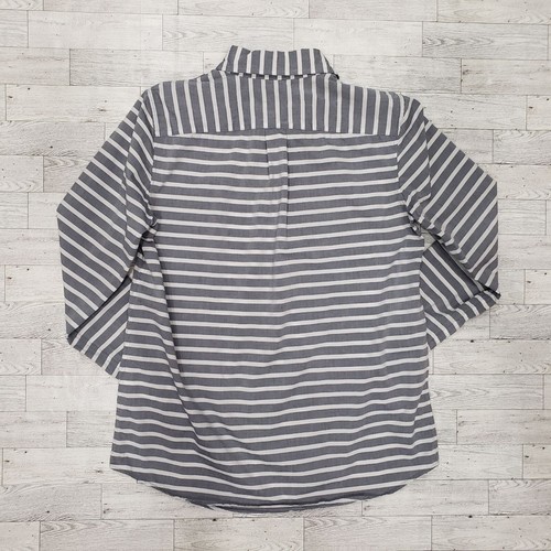 Banana Republic Womens S Dillon Shirt Button Up Cotton Striped Light Gray White - Picture 6 of 12