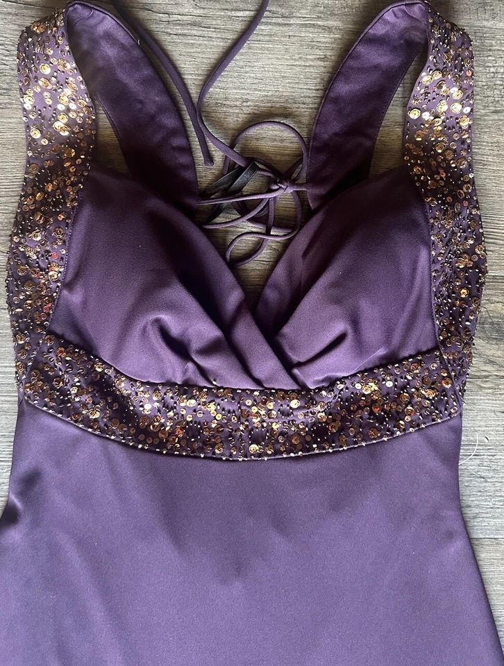 Vestido Granero Colección Largo Formal Púrpura Talla 8 Estilo Elegante Lentejuelas Para Fiesta Foto 4 de 4