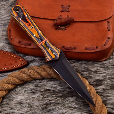 CUSOM Handmade D2 TOOL POWERED COATING DAGGER HUNTING BOOT KNIFE SURVIVAL EDC