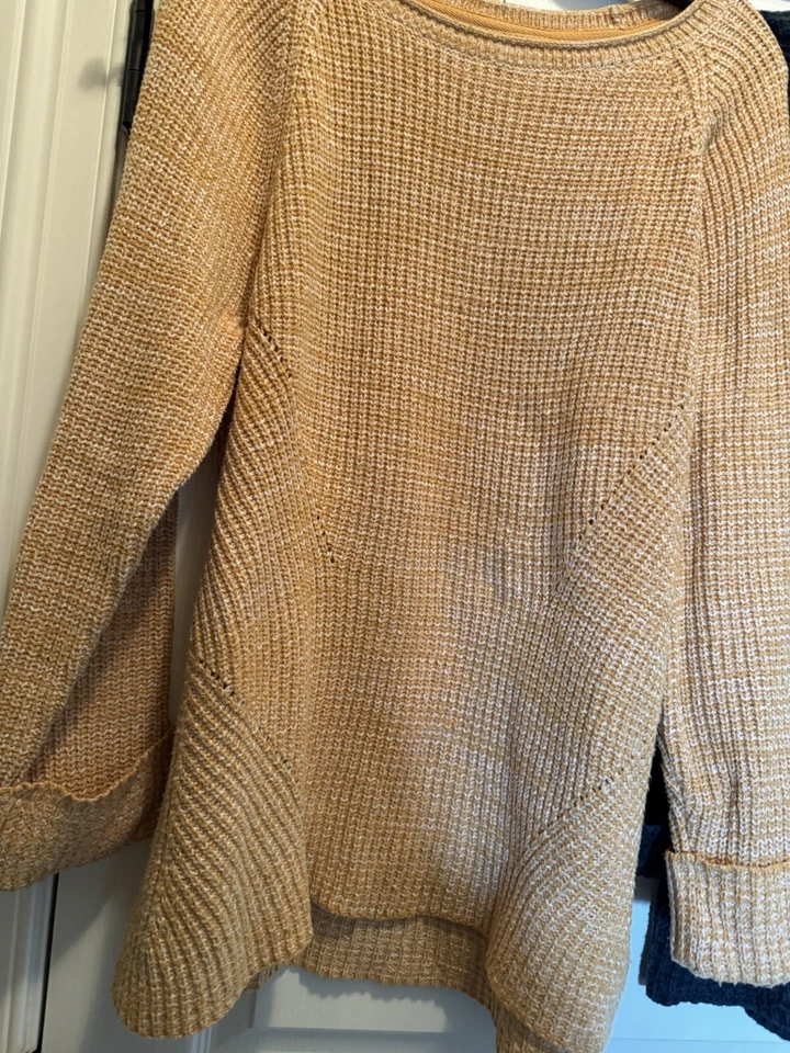 Suéter tejido con cable manga larga 2 identica Style&co para mujer talla XL, dorado y verde Foto 2 de 4