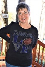 Cowboys Love Football bling shirt XS S M L XL XXL 1X 2X 3X 4X 5X