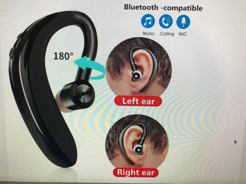 Wireless Headset Ear Hook Bluetooth Handsfree Talk And Music USB Rechargeable - Picture 11 of 19