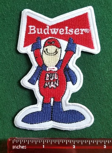 Budweiser Beer BUDMAN Patch Red White Vintage - Picture 2 of 7
