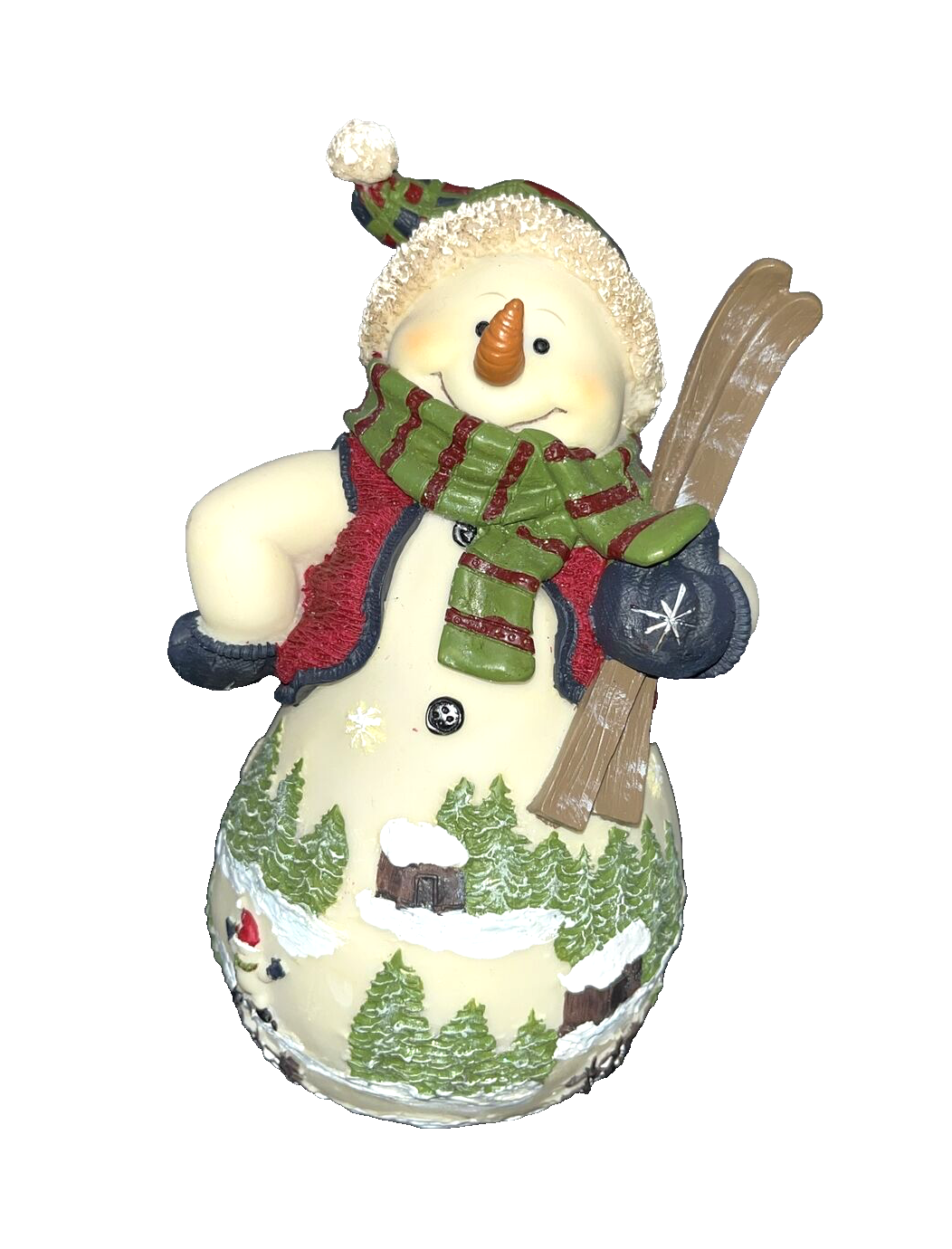 Home Interiors Snowman Holding Skis Celebrate Christmas Winter 7" Tall