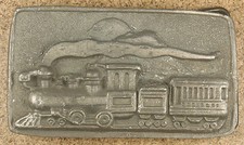 Railroad Steam Train/Locomotive Pewter Belt Buckle-Mountain Sunset/Sunrise-West
