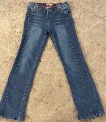 Jeans Fille Faded Glory Taille 12 - Coupe Droite Lavage Moyen - Poches Brodées - Occasion Très Bon état