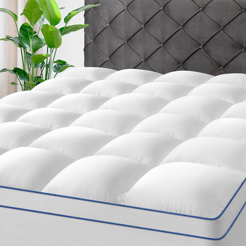 KAYFIA Full Size Mattress Topper - Quilted Cooling Pad With 3D+7D Down Alternative Fill, 8-21" Deep Pocket