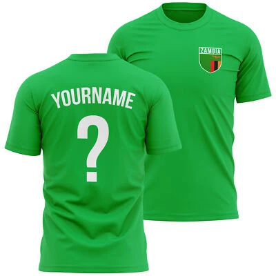 THE CLOTHING SHED Personalised Zambia Badge T Shirt For Men shirt Football Him Soccer Custom Fo...