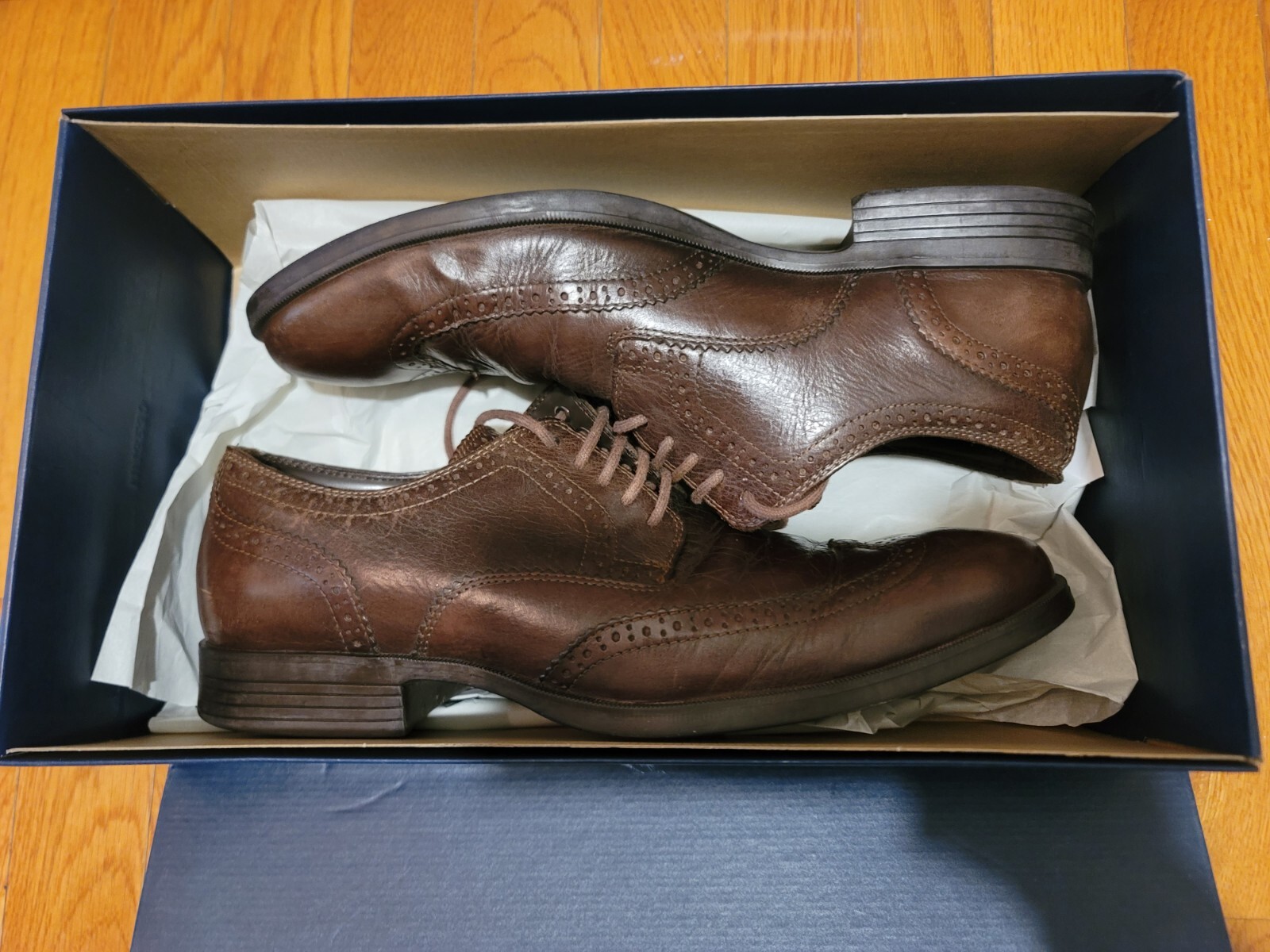 SAOLA Cole Haan Copley Wingtip Derby Oxford pelle C13143 marrone castagno taglia 9