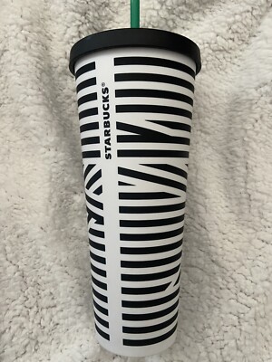 STARBUCKS Black White ZEBRA STRIPE VENTI Cold Cup TUMBLER 24oz | eBay