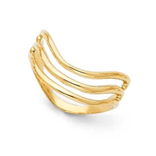Ioka - 14K Solid Yellow Gold Tri Semanario V Shaped Thumb Ring