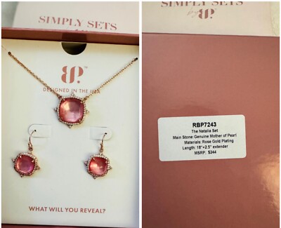 the natalia set. Bomb party, mother of pearl, rose gold. Brand new