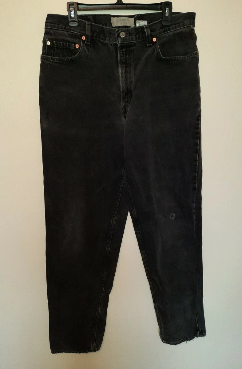 Vintage 90s Levis 560 Black Denim Jeans Men's 36x34 Regular Fit USA Distressed