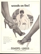 advertising print 1977 Fashion Baker Leeds shoe 4 inch wood Foxy high heels Fire