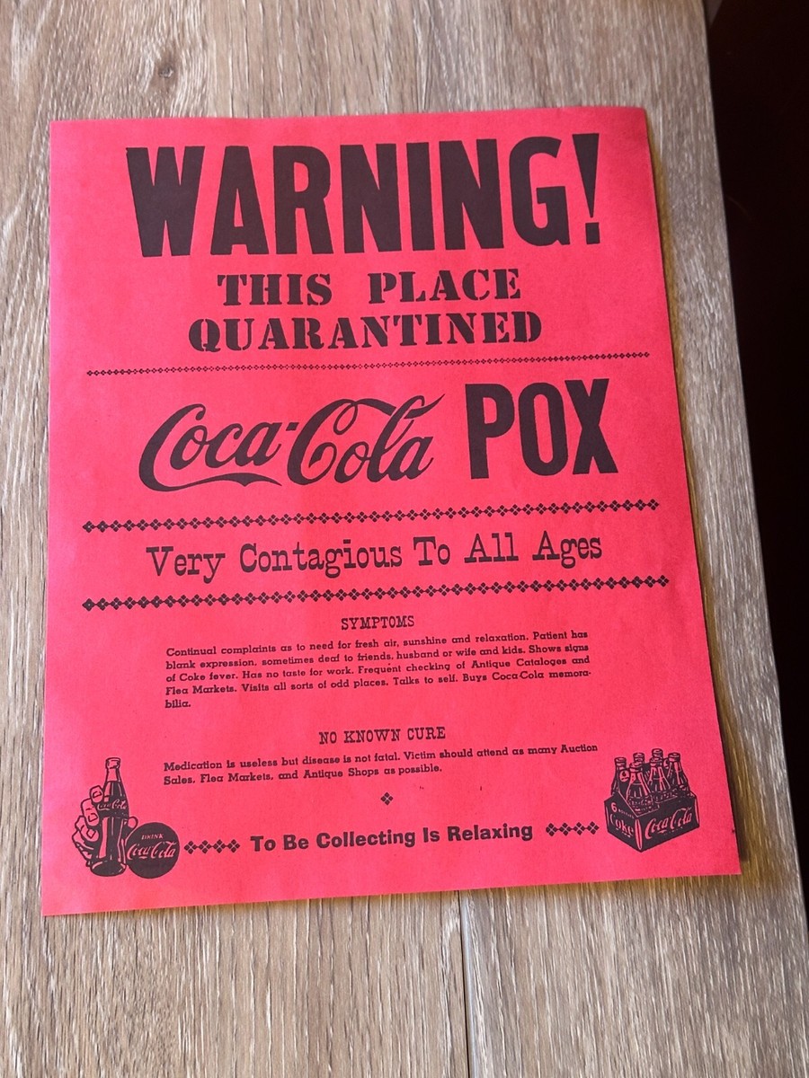 USA Coca-Cola Bottle Collectible WARNING POX Lapel Pin Coke Soft