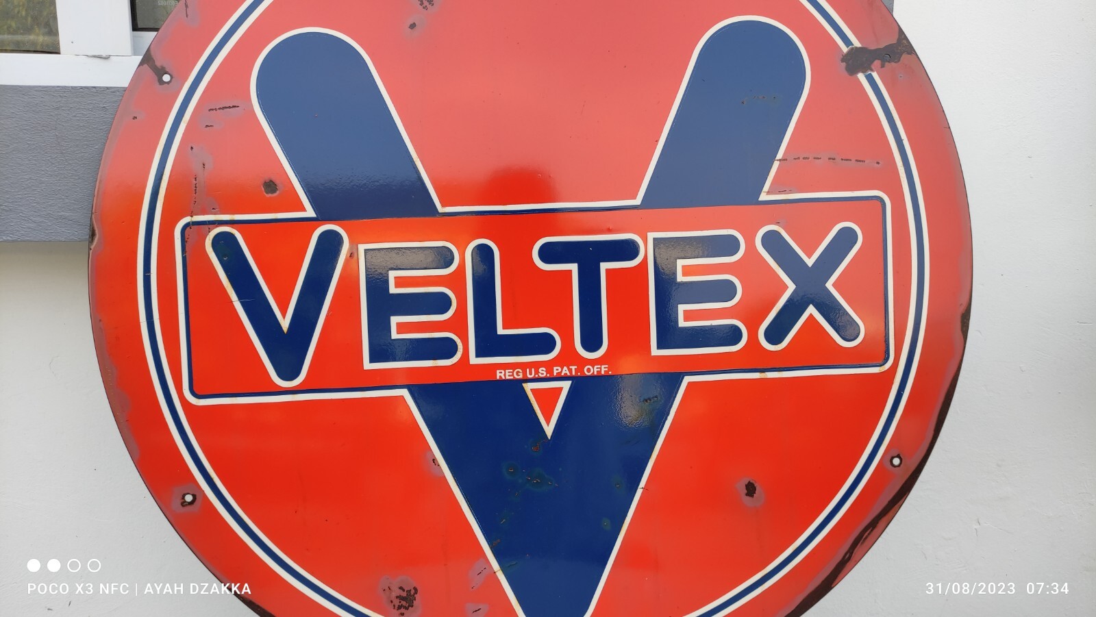 🔥Vintage Antique Gas oil Petroleum Porcelain Sign 60cm Veltex hanging