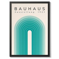 Green Arches Print, Mid-Century Bauhaus Poster, Graphic Abstract Wall Art Decor