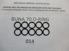 014 O-ring. 1/2" ID x 5/8" OD x 1/16" thick. Buna-70.  Quan 10.