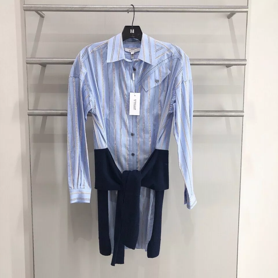 New Authentic Derek Lam 10 Crosby Combo Shirt Dress Shirtdress Cloth Clothes US0