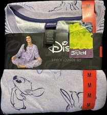 Disney Stitch Lounge Set, Womens, Size Medium, Pajamas Color Purple, Sleepwear.￼